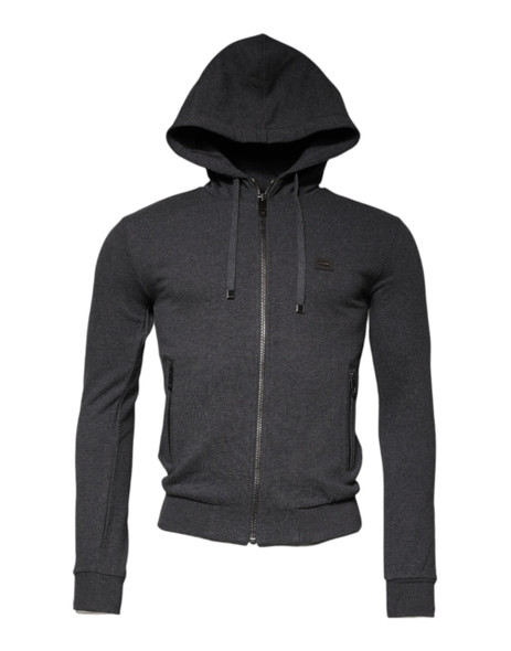 Dolce & Gabbana Gray Logo Full Zip Hooded Sweatshirt Sweater Dolce & Gabbana Gray Logo Full Zip Hooded Sweatshirt Sweater