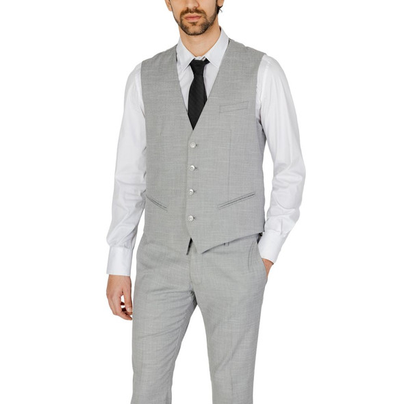 Gray Polyester Waistcoat Gray Polyester Waistcoat