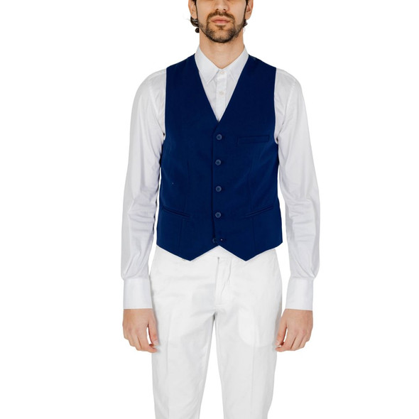 Blue Polyester Waistcoat ON13385600126RO Blue Polyester Waistcoat ON13385600126RO