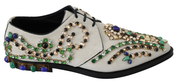 White Suede Crystal Dress Broque Shoes White Suede Crystal Dress Broque Shoes