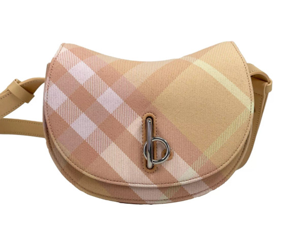 Burberry Mini Check Rocking Horse Crossbody Bag Purse Peach Burberry Mini Check Rocking Horse Crossbody Bag Purse Peach