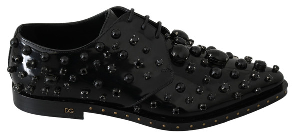 Black Leather Crystals Dress Broque Shoes Black Leather Crystals Dress Broque Shoes