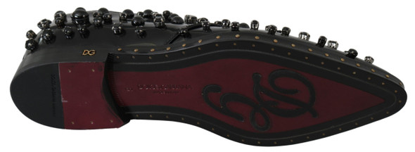 Black Leather Crystals Dress Broque Shoes Black Leather Crystals Dress Broque Shoes