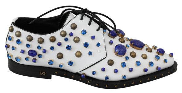 White Leather Crystals Dress Broque Shoes White Leather Crystals Dress Broque Shoes