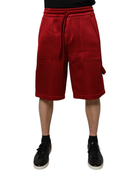 Dolce & Gabbana Maroon Viscose Nylon Mid Waist Bermuda Shorts Dolce & Gabbana Maroon Viscose Nylon Mid Waist Bermuda Shorts