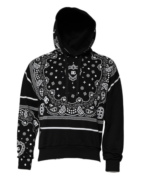 Dolce & Gabbana Black Bandana Hooded Men Sweatshirt Sweater Dolce & Gabbana Black Bandana Hooded Men Sweatshirt Sweater