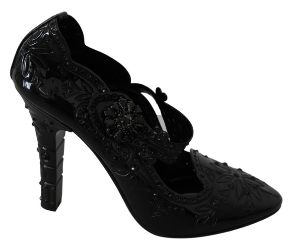 Black Floral Crystal CINDERELLA Heels Shoes Black Floral Crystal CINDERELLA Heels Shoes
