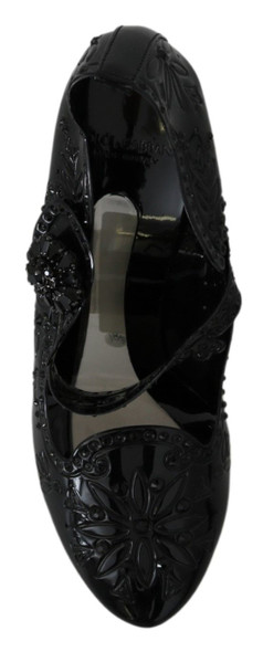 Black Floral Crystal CINDERELLA Heels Shoes Black Floral Crystal CINDERELLA Heels Shoes