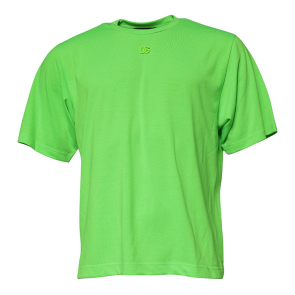 Dolce & Gabbana Green Logo Polyester Crew Neck T-shirt TSH90001 Dolce & Gabbana Green Logo Polyester Crew Neck T-shirt TSH90001