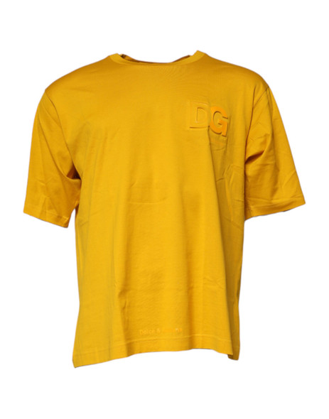 Dark Yellow Logo Cotton Men Crew Neck T-shirt Dark Yellow Logo Cotton Men Crew Neck T-shirt