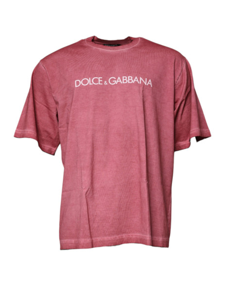 Dolce & Gabbana Pink Logo Print Cotton Crew Neck T-shirt TSH90020 Dolce & Gabbana Pink Logo Print Cotton Crew Neck T-shirt TSH90020