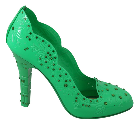 Green Crystal Floral CINDERELLA Heels Shoes Green Crystal Floral CINDERELLA Heels Shoes