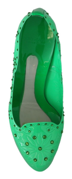 Dolce & Gabbana Green Crystal Floral CINDERELLA Heels Shoes Dolce & Gabbana Green Crystal Floral CINDERELLA Heels Shoes