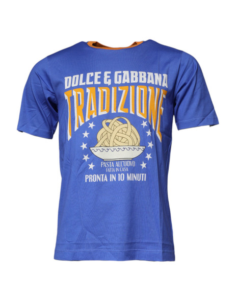 Blue Graphic Print Cotton Crew Neck T-shirt TSH90023 Blue Graphic Print Cotton Crew Neck T-shirt TSH90023
