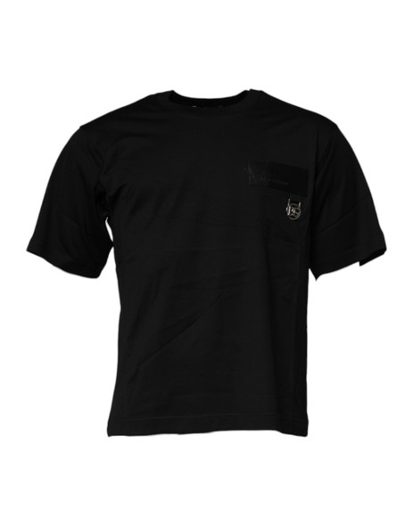 Black Logo Patch Cotton Crew Neck T-shirt Black Logo Patch Cotton Crew Neck T-shirt