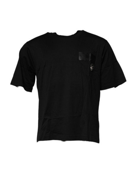 Black Logo Patch Cotton Crew Neck T-shirt TSH90029 Black Logo Patch Cotton Crew Neck T-shirt TSH90029