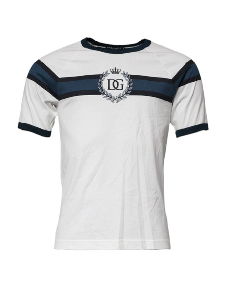 Dolce & Gabbana White Logo Print Cotton Men Crew Neck T-shirt Dolce & Gabbana White Logo Print Cotton Men Crew Neck T-shirt