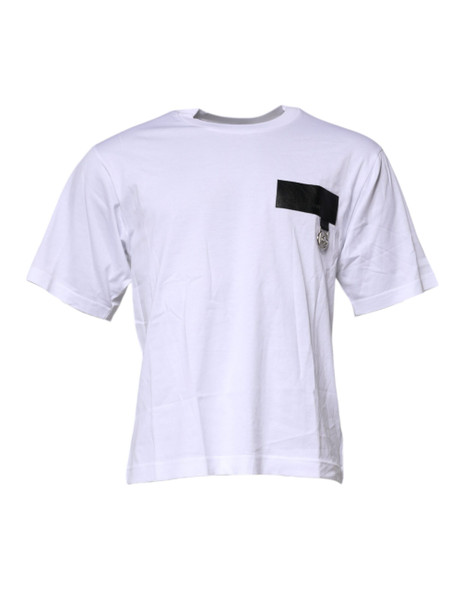 White Logo Patch Cotton Crew Neck T-shirt TSH90047 White Logo Patch Cotton Crew Neck T-shirt TSH90047