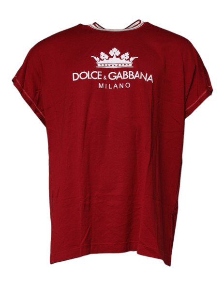 Red Logo Crown Cotton Crew Neck T-shirt Red Logo Crown Cotton Crew Neck T-shirt