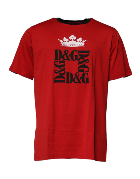 Red Logo Crown Cotton Crew Neck T-shirt TSH90050 Red Logo Crown Cotton Crew Neck T-shirt TSH90050