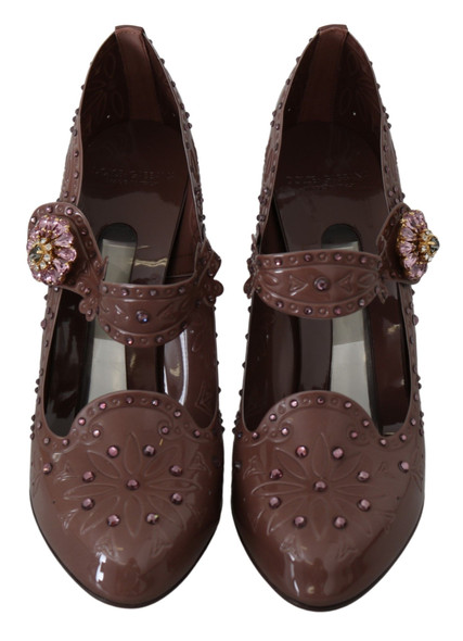 Dolce & Gabbana Brown Floral Crystal CINDERELLA Heels Shoes Dolce & Gabbana Brown Floral Crystal CINDERELLA Heels Shoes