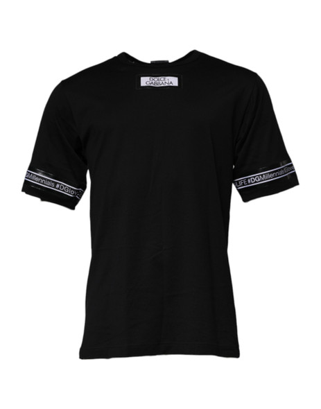 Black #DGMILLENNIALS Cotton Crew Neck T-shirt TSH90067 Black #DGMILLENNIALS Cotton Crew Neck T-shirt TSH90067