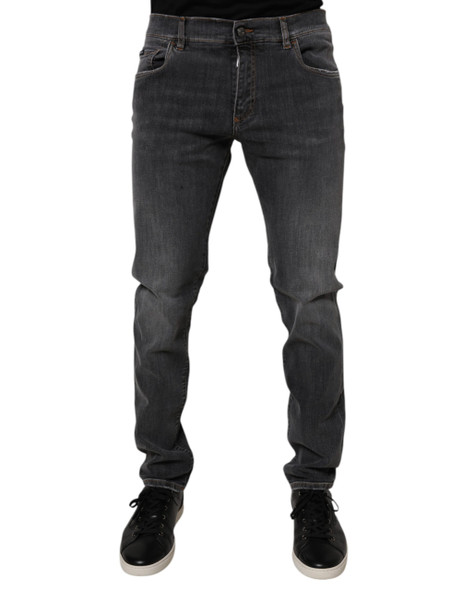 Dark Gray Washed Cotton Slim Fit Denim Jeans Dark Gray Washed Cotton Slim Fit Denim Jeans