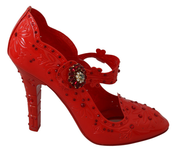 Dolce & Gabbana Red Floral Crystal CINDERELLA Heels Shoes Dolce & Gabbana Red Floral Crystal CINDERELLA Heels Shoes