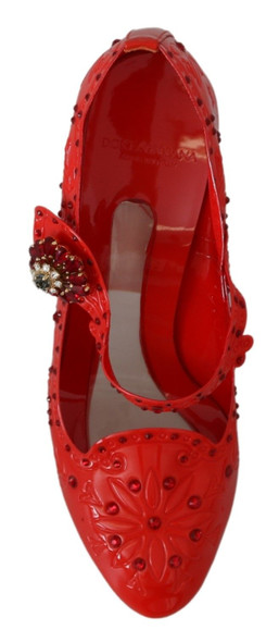 Dolce & Gabbana Red Floral Crystal CINDERELLA Heels Shoes Dolce & Gabbana Red Floral Crystal CINDERELLA Heels Shoes