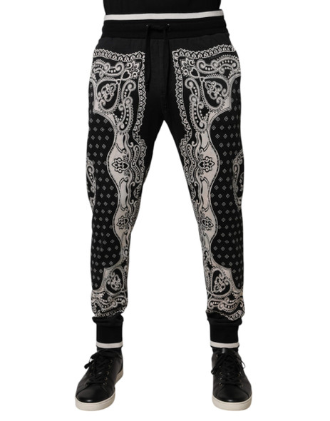 Dolce & Gabbana Black Bandana Cotton Jogger Pants Dolce & Gabbana Black Bandana Cotton Jogger Pants