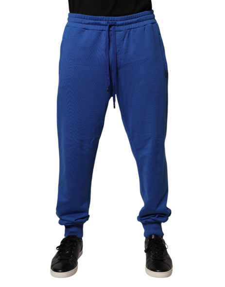 Dolce & Gabbana Blue Cotton Jogger Mid Waist Pants Dolce & Gabbana Blue Cotton Jogger Mid Waist Pants