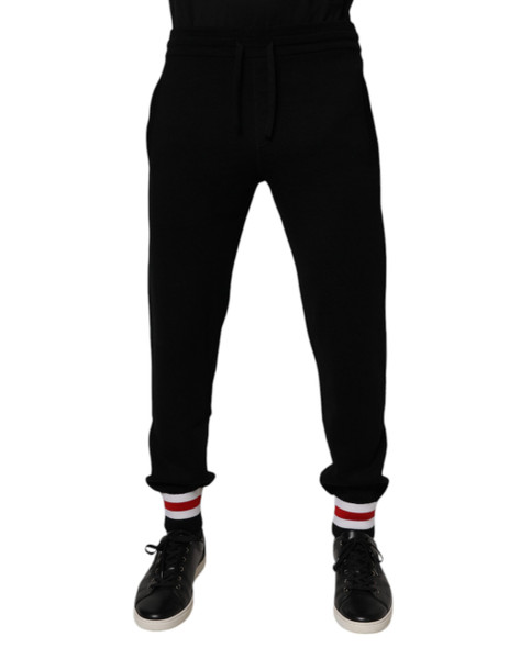 Black Wool Mid Waist Jogger Sweatpants Pants Black Wool Mid Waist Jogger Sweatpants Pants