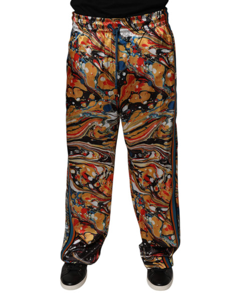 Multicolor Marble Satin Men Tracksuit Pants Multicolor Marble Satin Men Tracksuit Pants
