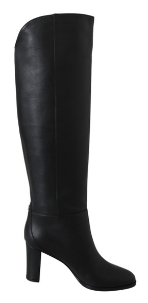 Elegant Black Calf Leather Heeled Boots Elegant Black Calf Leather Heeled Boots