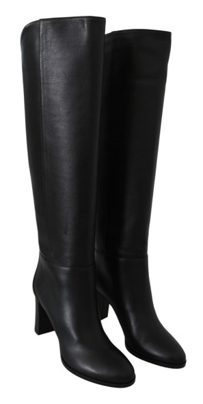 Elegant Black Calf Leather Heeled Boots Elegant Black Calf Leather Heeled Boots