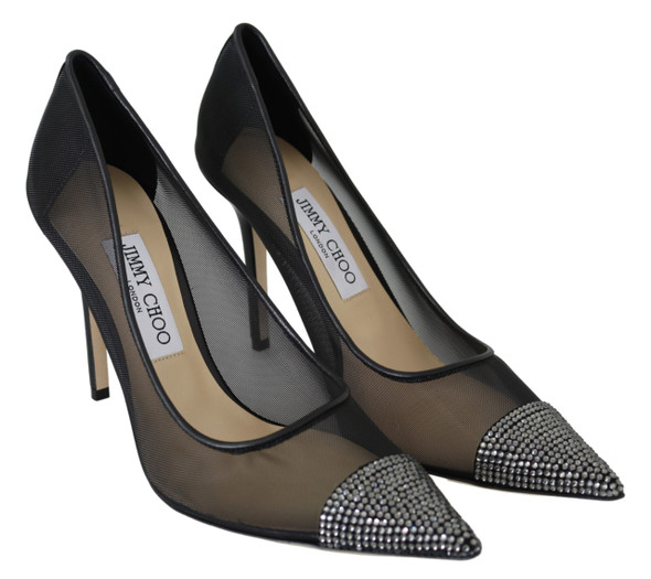 Elegant Black Mesh Crystal Pumps Elegant Black Mesh Crystal Pumps
