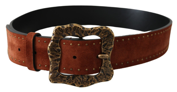 Brown Suede Leather Studded Baroque Belt Brown Suede Leather Studded Baroque Belt