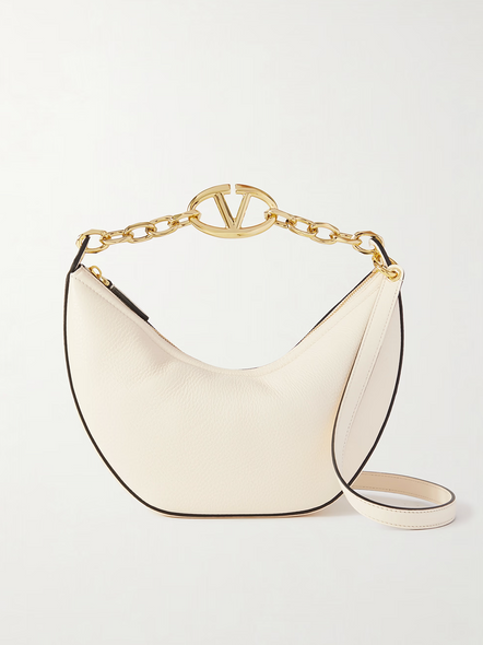 Valentino Garavani Ivory Leather Small Hobo Vlogo Shoulder Bag Valentino Garavani Ivory Leather Small Hobo Vlogo Shoulder Bag