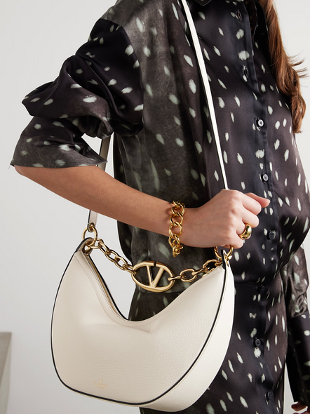 Valentino Garavani Ivory Leather Small Hobo Vlogo Shoulder Bag Valentino Garavani Ivory Leather Small Hobo Vlogo Shoulder Bag
