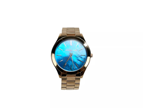 Slim Runway Stainless Steel Watch MK3494 Ocean Blue Gold Slim Runway Stainless Steel Watch MK3494 Ocean Blue Gold
