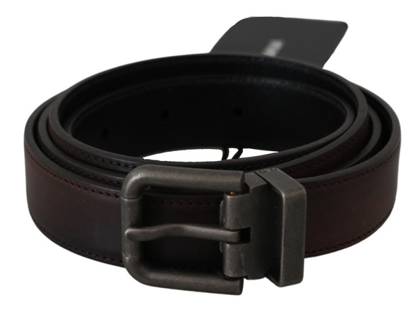 Solid Brown Leather Gray Buckle Belt Solid Brown Leather Gray Buckle Belt