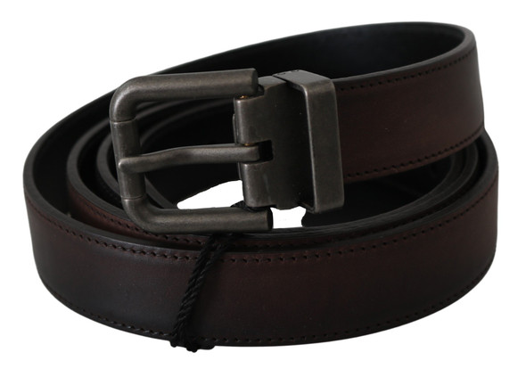 Solid Brown Leather Gray Buckle Belt Solid Brown Leather Gray Buckle Belt