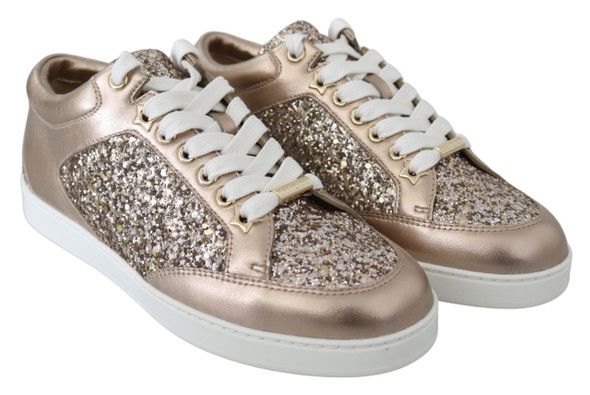 Ballet Pink Glitter Leather Sneakers Ballet Pink Glitter Leather Sneakers