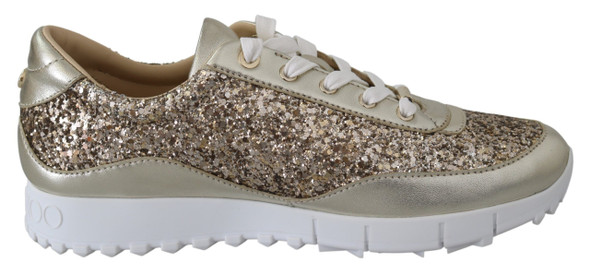 Antique Gold Glitter Leather Sneakers Antique Gold Glitter Leather Sneakers
