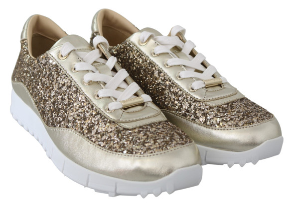 Antique Gold Glitter Leather Sneakers Antique Gold Glitter Leather Sneakers