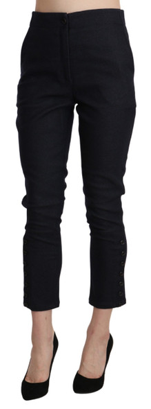 Ermanno Scervino Black High Waist Capri Cropped Cotton Pants Ermanno Scervino Black High Waist Capri Cropped Cotton Pants