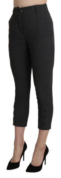 Gray High Waist Capri Cropped Cotton Pants Gray High Waist Capri Cropped Cotton Pants