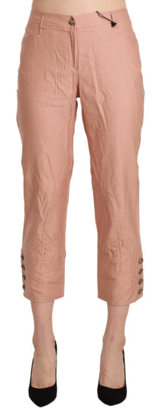 Cotton Pink High Waist Cropped Trouser Pants Cotton Pink High Waist Cropped Trouser Pants