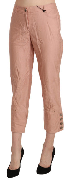 Ermanno Scervino Cotton Pink High Waist Cropped Trouser Pants Ermanno Scervino Cotton Pink High Waist Cropped Trouser Pants