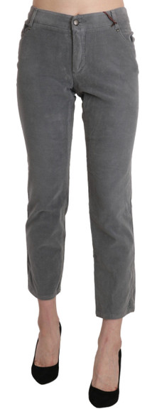 Gray Cropped Cotton Stretch Trouser Pants Gray Cropped Cotton Stretch Trouser Pants